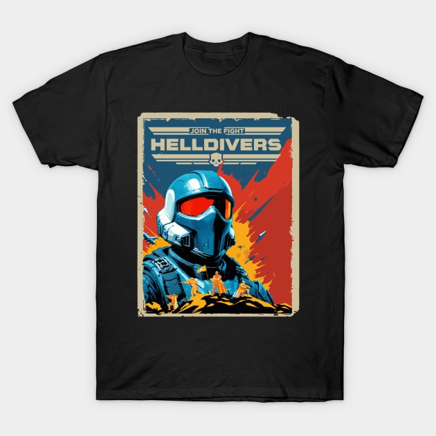 JOIN THE FIGHT - HELLDIVERS 2 T-Shirt by mono_terace